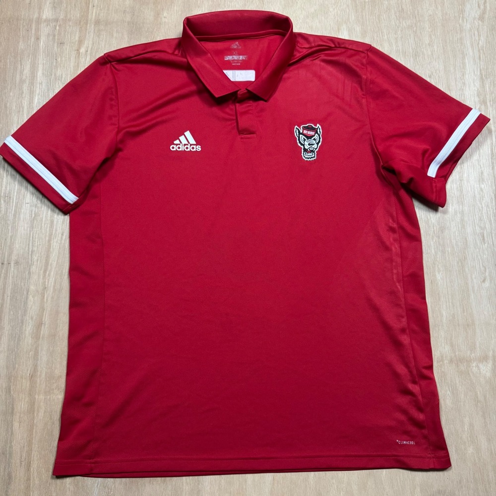 Adidas NC State Wolfpack Polo Shirt‎ Red Mens XL ClimaCool Athletic Performance